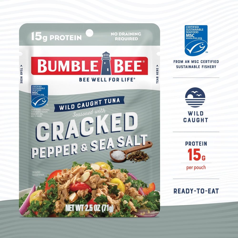 Bumble Bee wild caught tuna pouch packaging on shelf