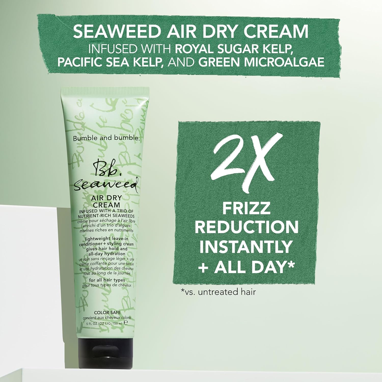 Bumble and bumble Seaweed Air Dry Cream on hair shows soft hold.