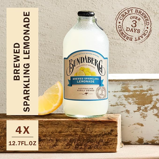 Bundaberg Sparkling Lemonade pour in a glass, highlighting bright fizz and zest.