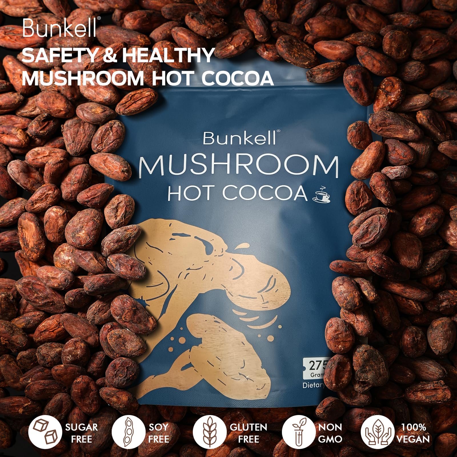 Bunkell Mushroom Hot Cocoa milk being poured into a cup