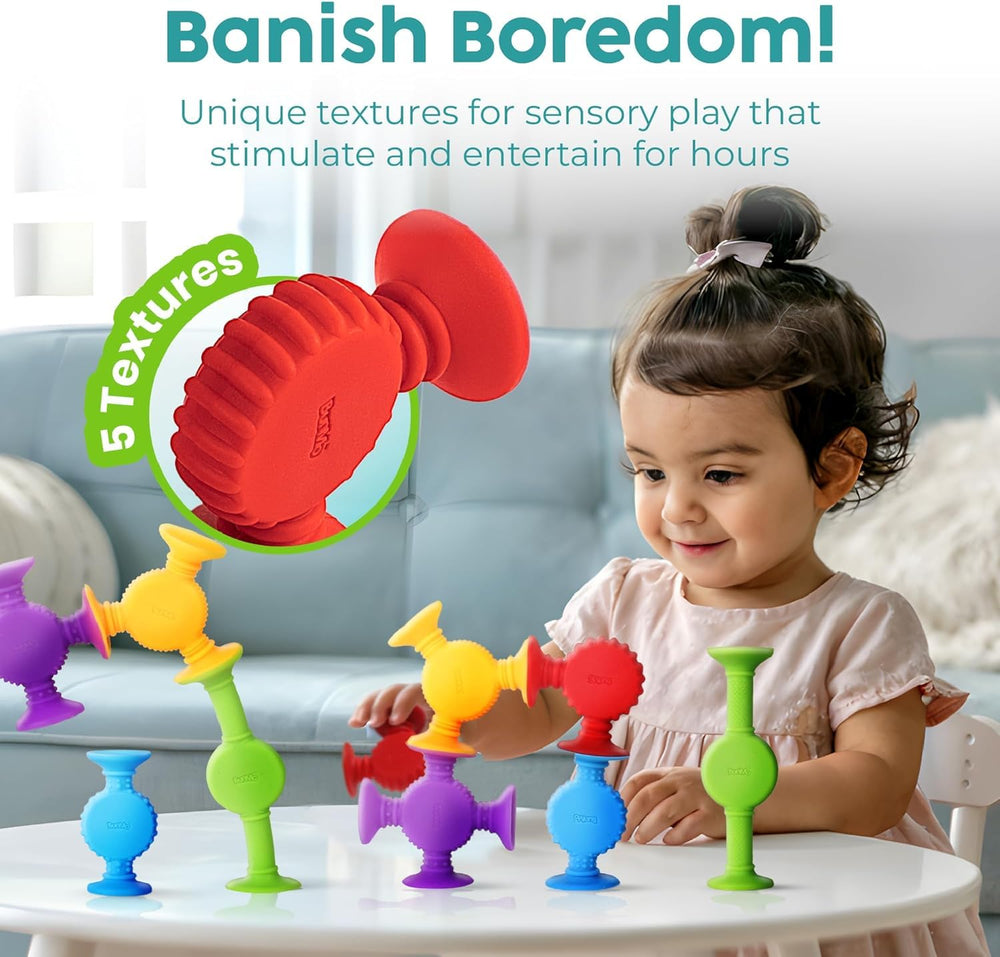 BUNMO bath toy on tub wall with strong suction for playtime