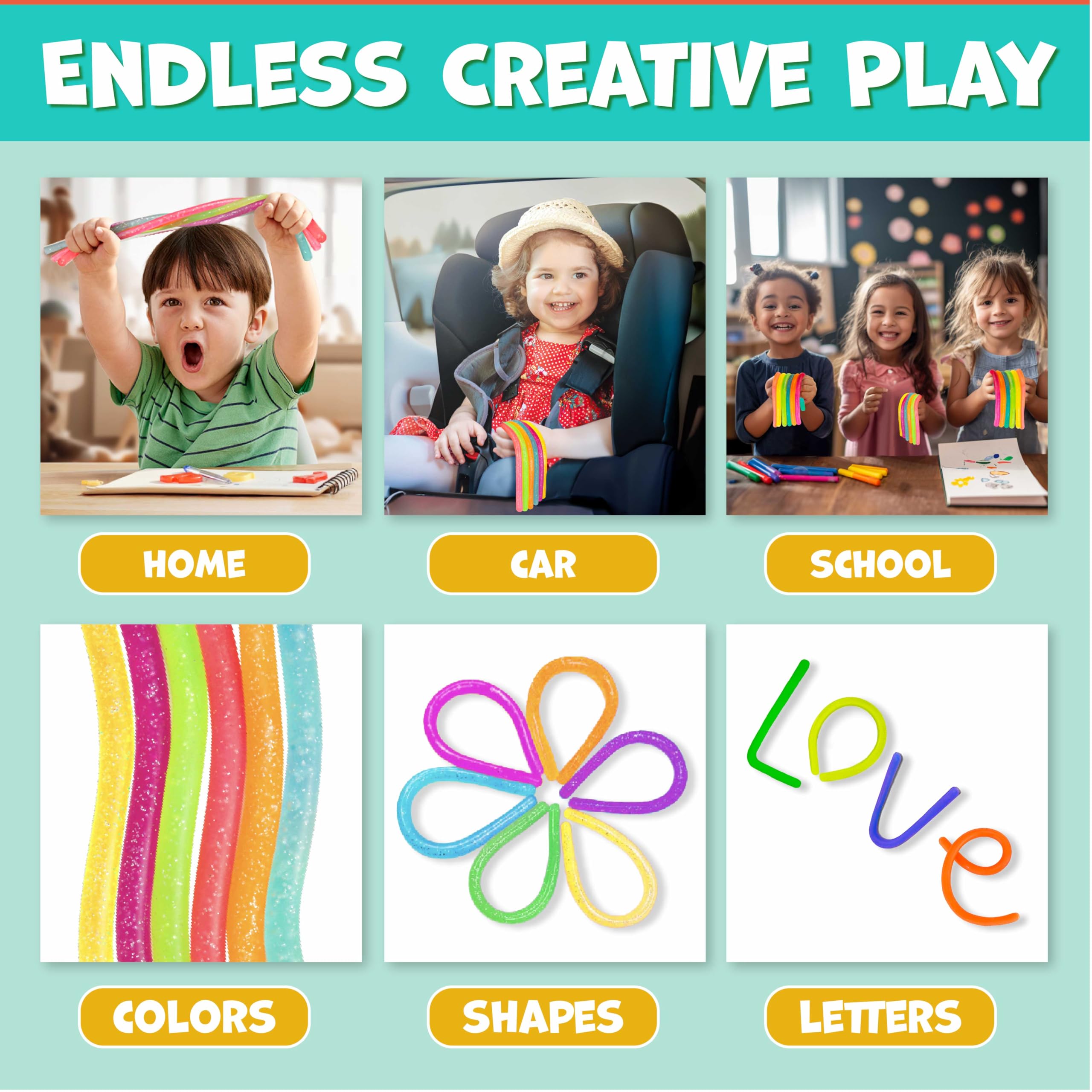 BUNMO glitter stretchy strings colorful bundle ready for creative, stress-relieving play.
