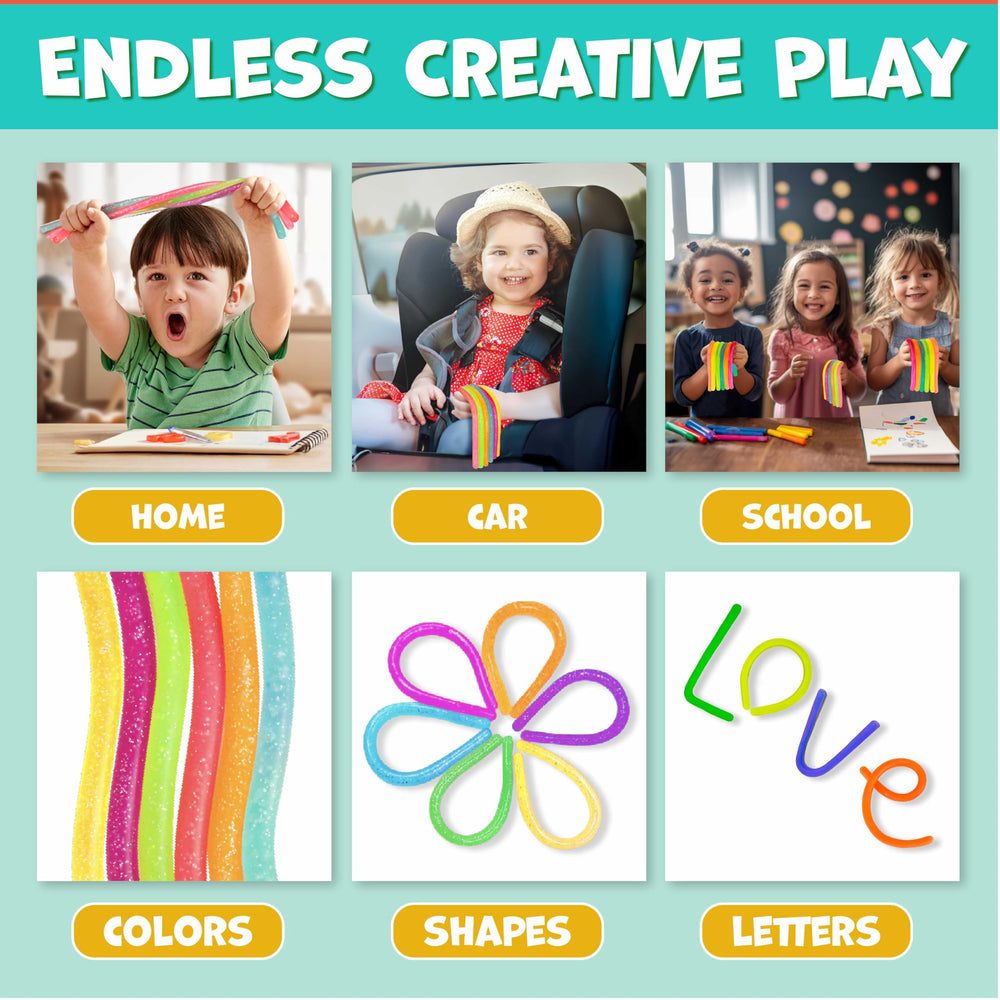 BUNMO glitter stretchy strings colorful bundle ready for creative, stress-relieving play.