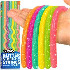 BUNMO glitter stretchy strings packaging close-up for Easter gifting and visual appeal.