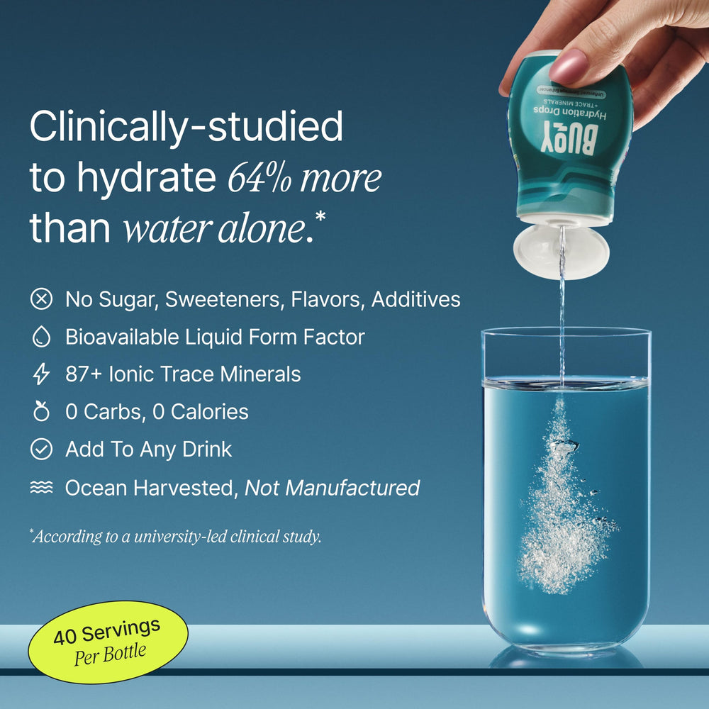 Buoy Electrolyte Drops dropper dispensing drops for quick hydration
