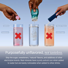 Buoy Electrolyte Drops bottle close-up showing subtle mineral taste for flavor-free hydration