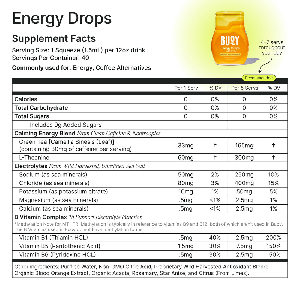 Active lifestyle scene featuring Buoy Electrolyte Drops for energy and focus.