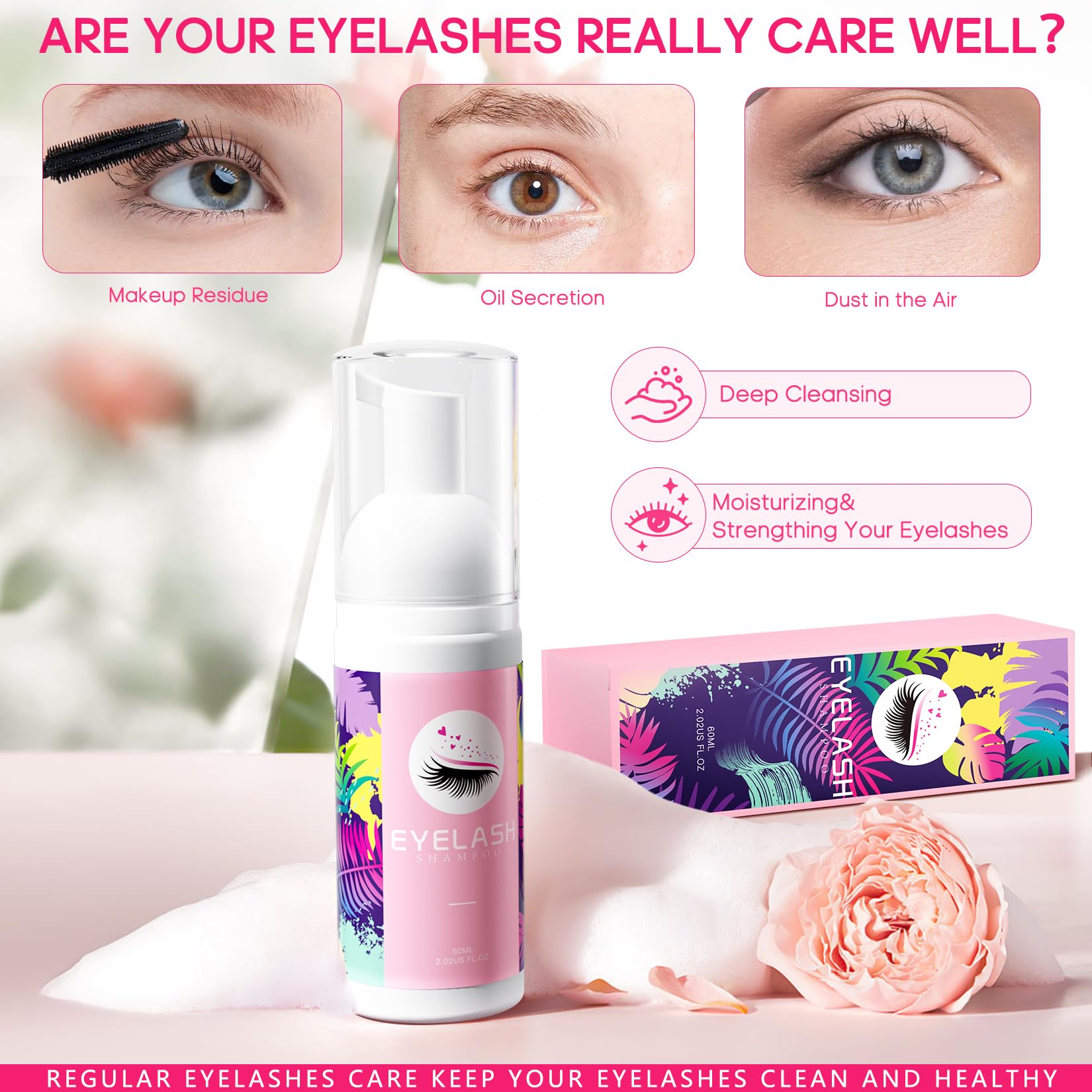 Buqikma lash rinse bottle for easy application during cleansing.