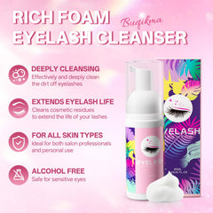 Buqikma lash shampoo foam spreads evenly for a soft cleanse.