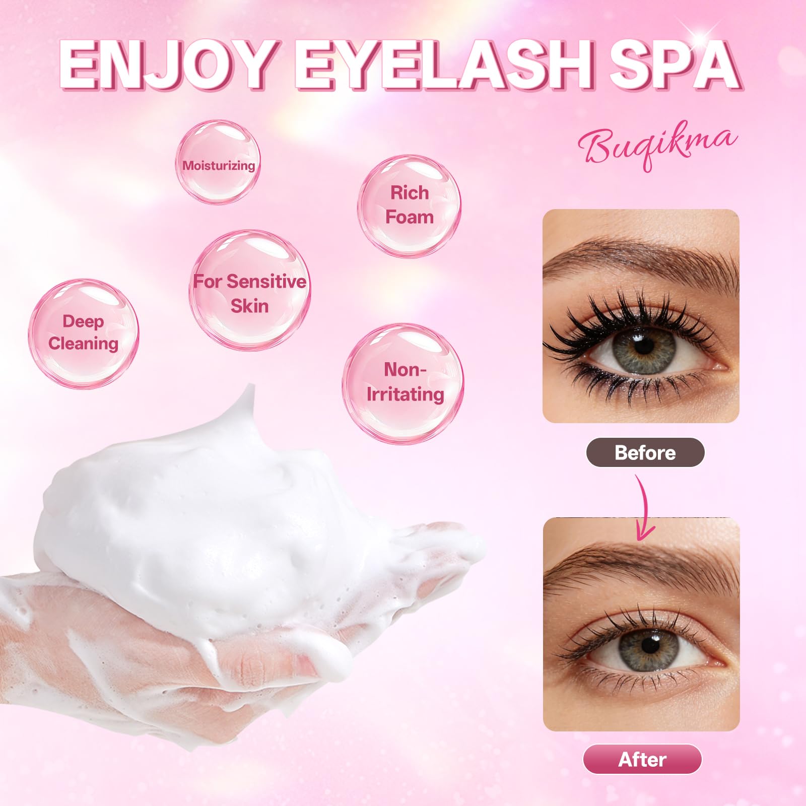 Buqikma lash wash brushes used to massage and detangle extensions.