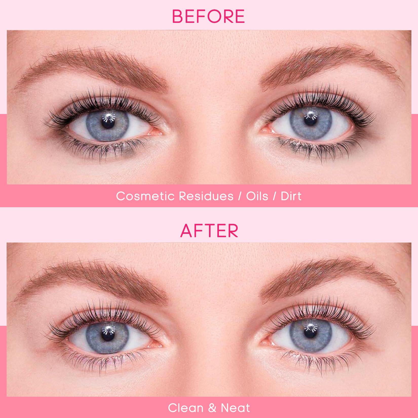 Buqikma pink mascara brushes pack for precise lash cleansing.
