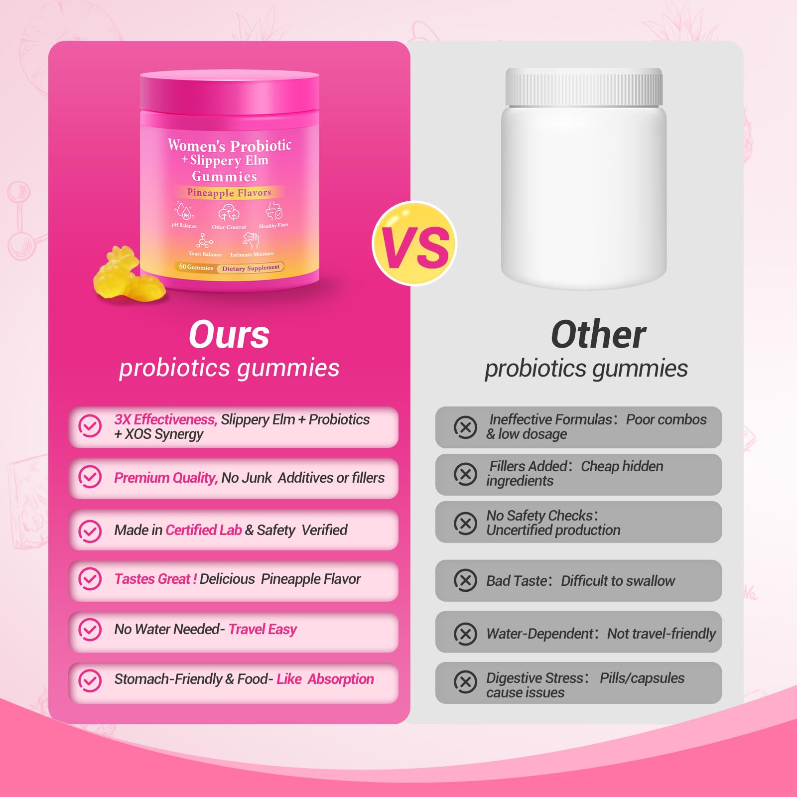 BURMINY Her Juicy Gummies label detail shows ingredients and benefits at a glance.