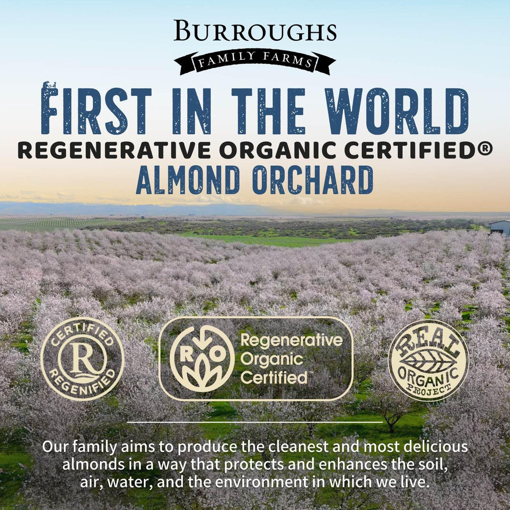 Burroughs Family Farms almonds on a salad — adds protein and crunch.