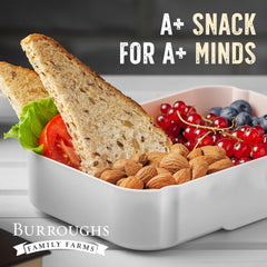 Burroughs Family Farms packaging highlights ROC-certified farming and sustainable sourcing.