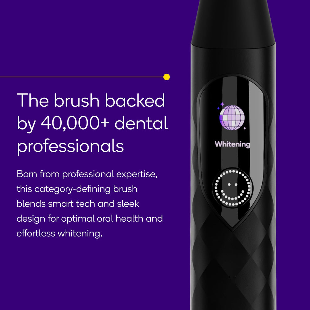 Burst Pro Sonic toothbrush black side view showing ergonomic grip for comfortable brushing.