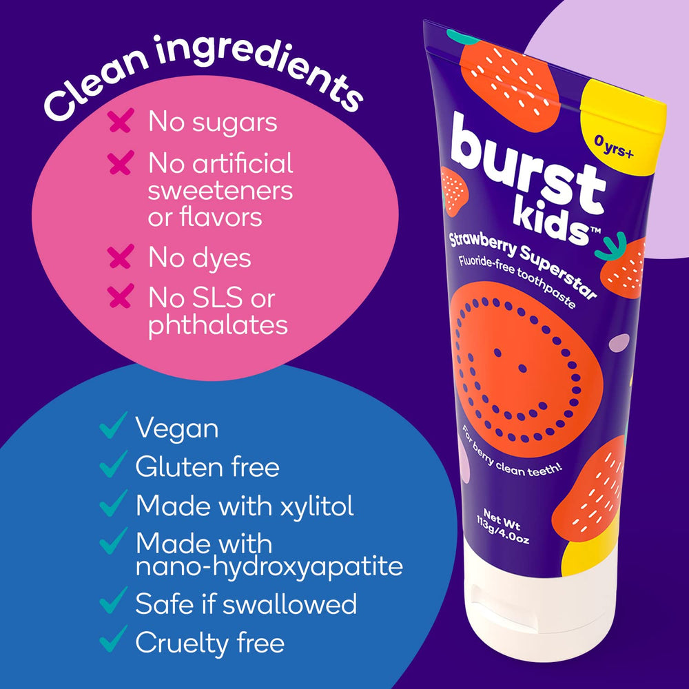 Burst Xylitol formula image suggests bacteria control for healthier brushing