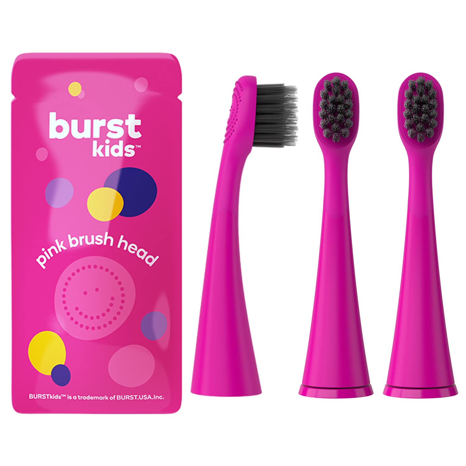 BURST Kids replacement head close-up with ultra-soft bristles for gentle cleaning.