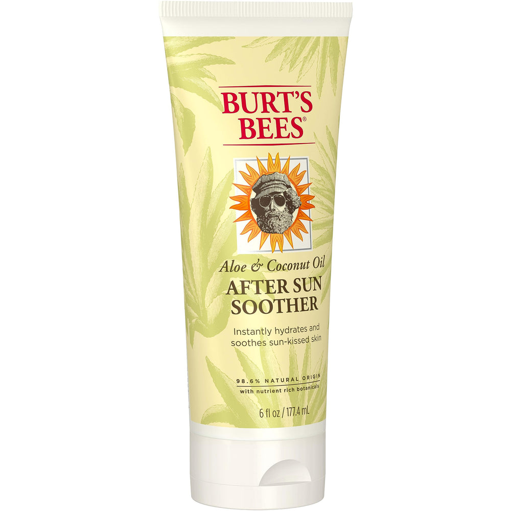 Burt's Bees After Sun lotion on skin, quick-absorbing non-greasy finish