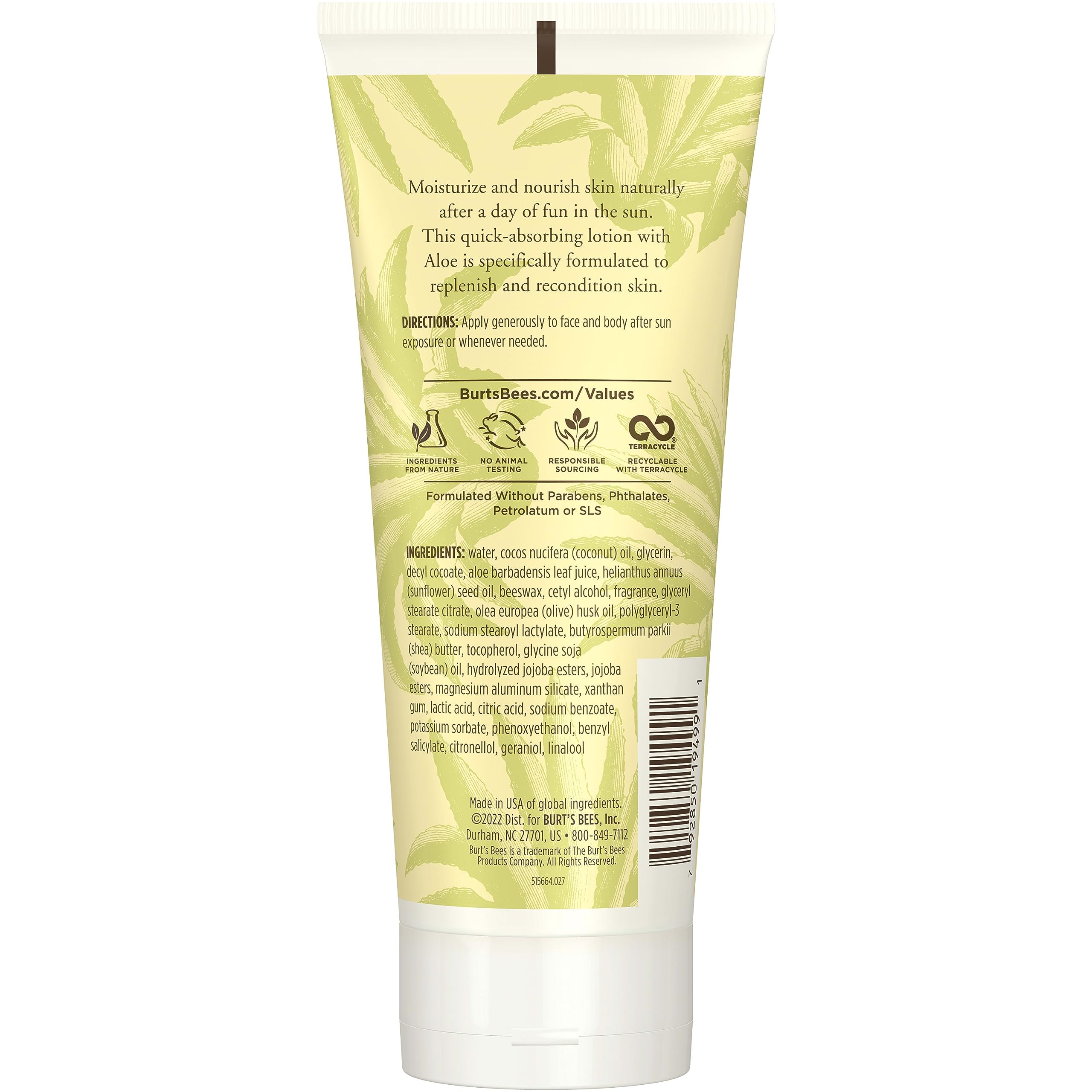 Burt's Bees After Sun 6 oz bottle in use, everyday hydration