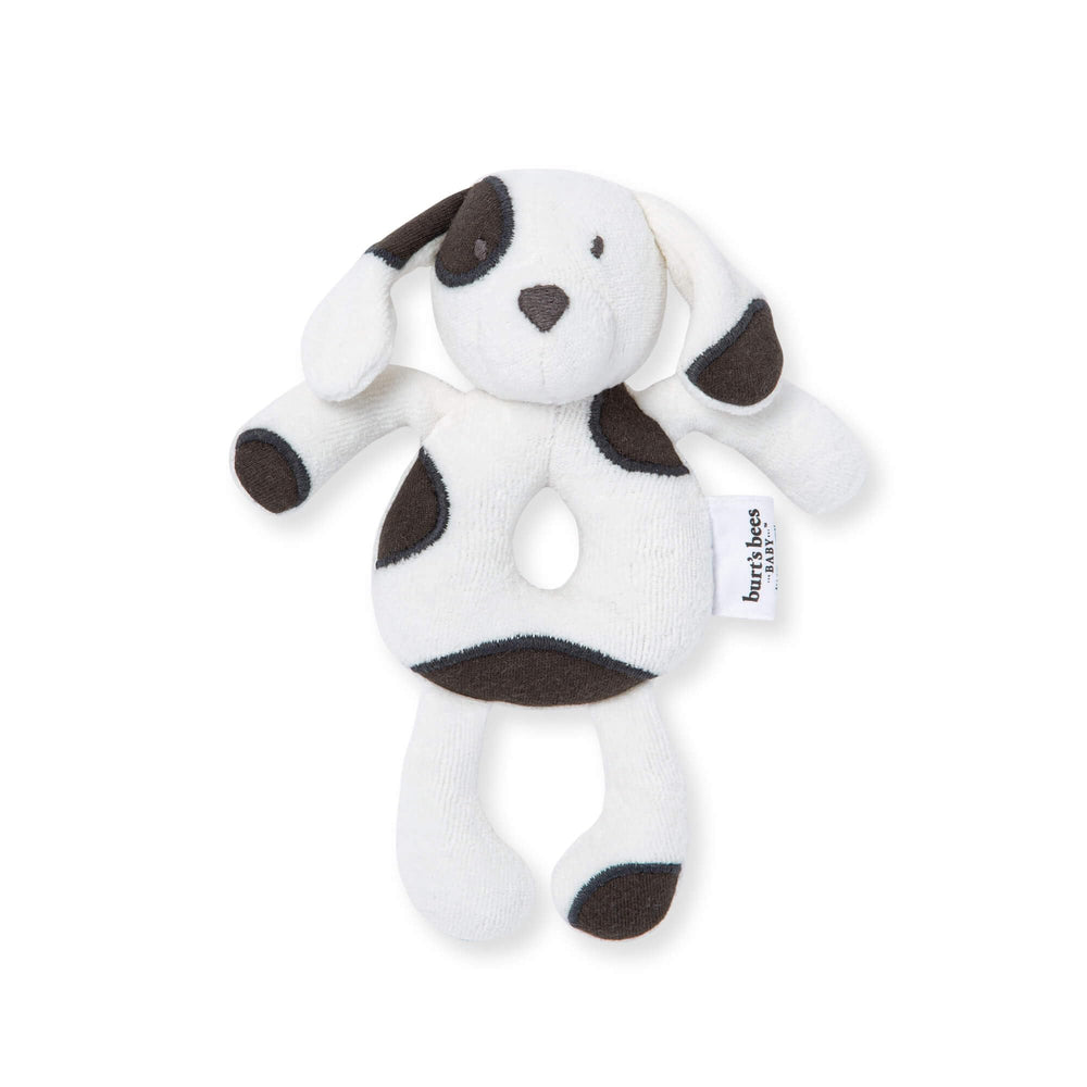Burt's Bees Baby bear rattle for grasping and sensory play.
