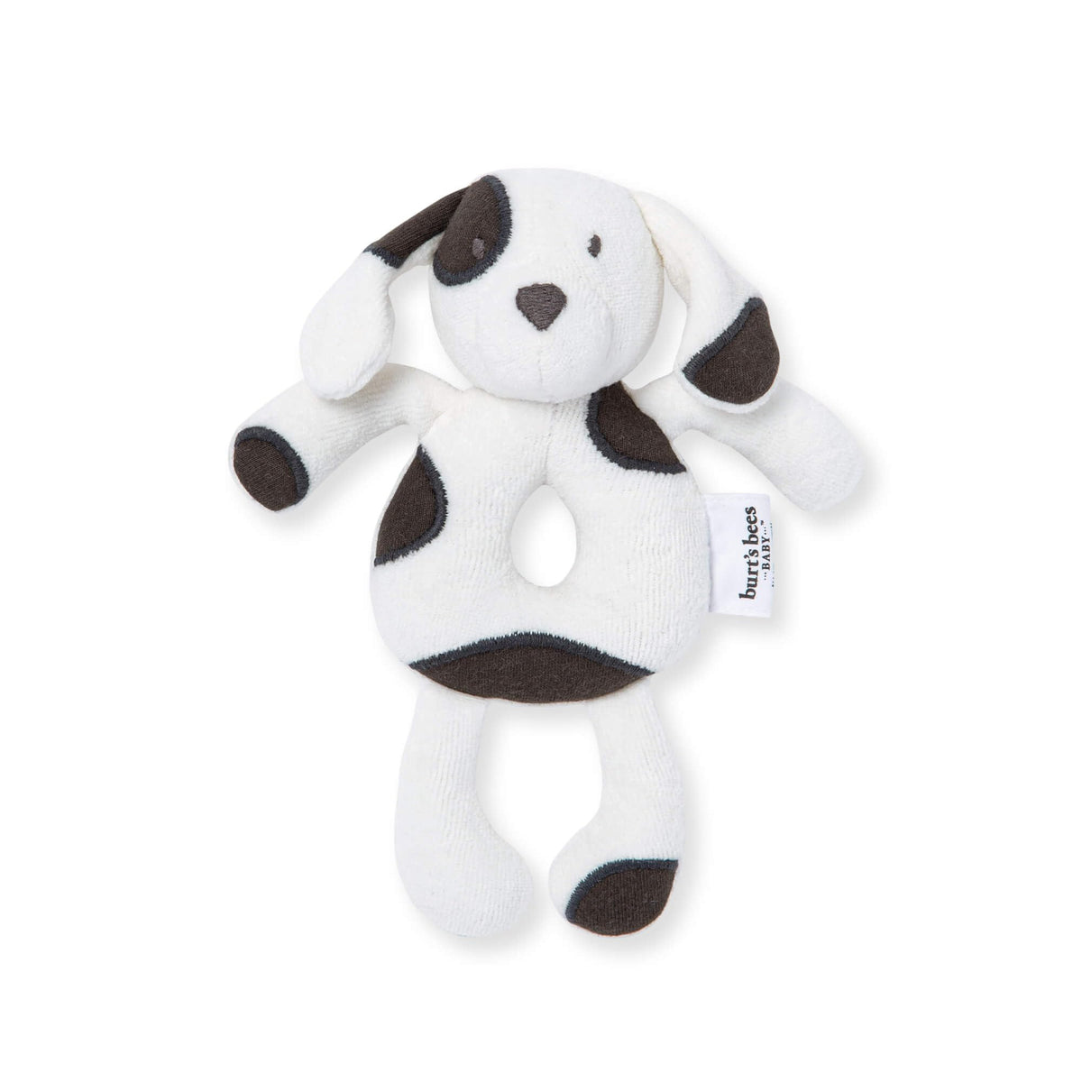 Burt's Bees Baby bear rattle for grasping and sensory play.