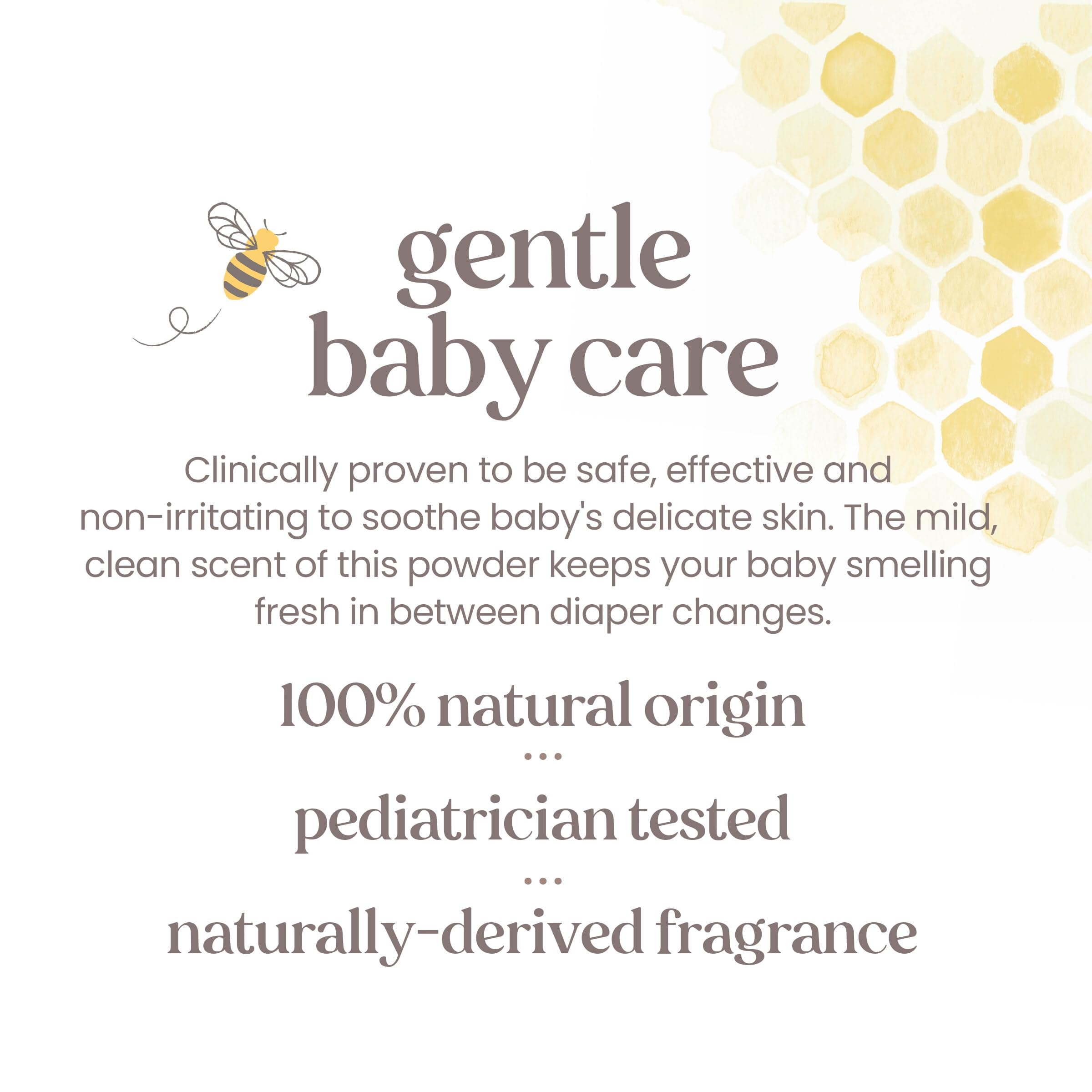Burt's Bees Baby Dusting Powder not tested on animals, cruelty-free formula.