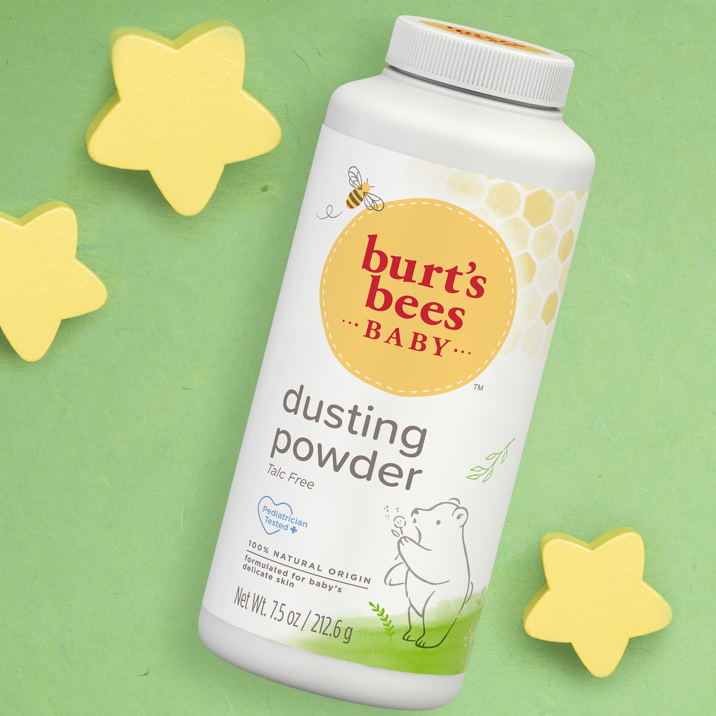 Burt's Bees Baby Dusting Powder pack of 3 on display for families.