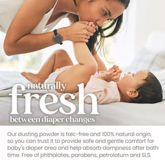 Burt's Bees Baby Dusting Powder pediatrician tested assurance for delicate skin.