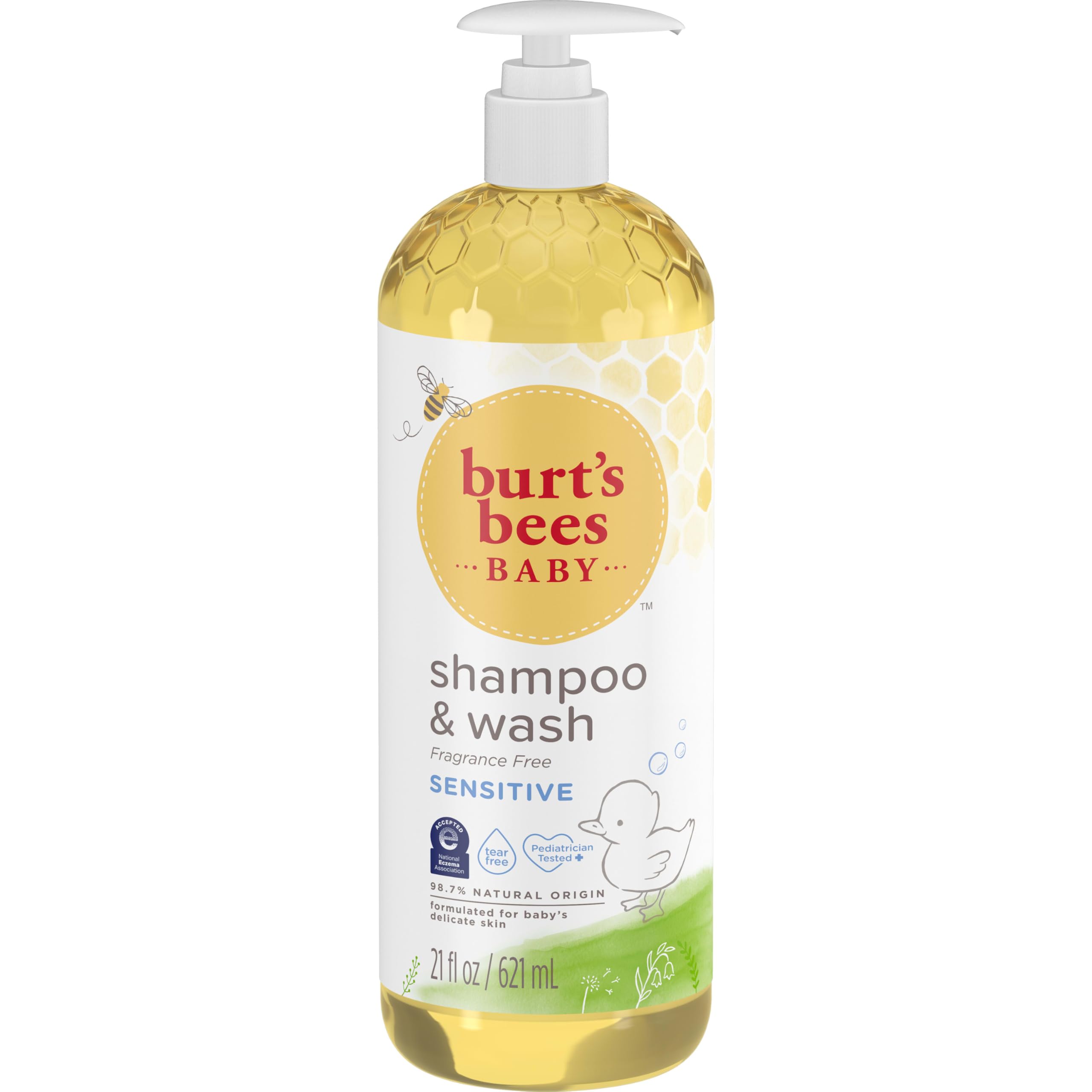 Burt's Bees Baby Sensitive Shampoo and Wash pump bottle for easy bath-time use