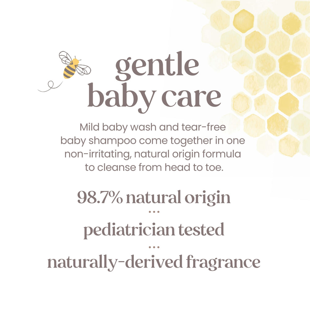 Parent pours a capful into a washcloth for baby bath.