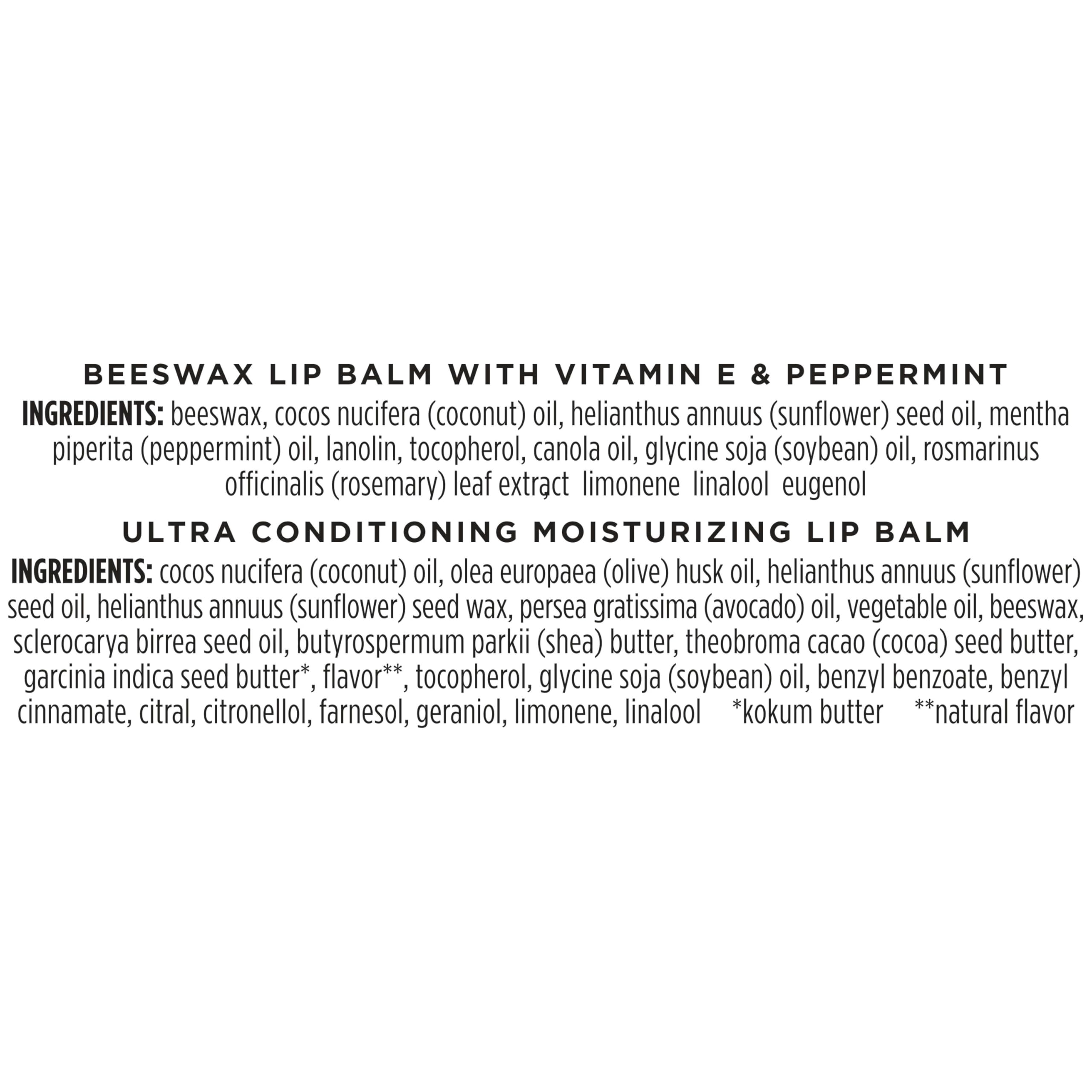Beeswax-based Burt's Bees balm with nourishing butters and oils