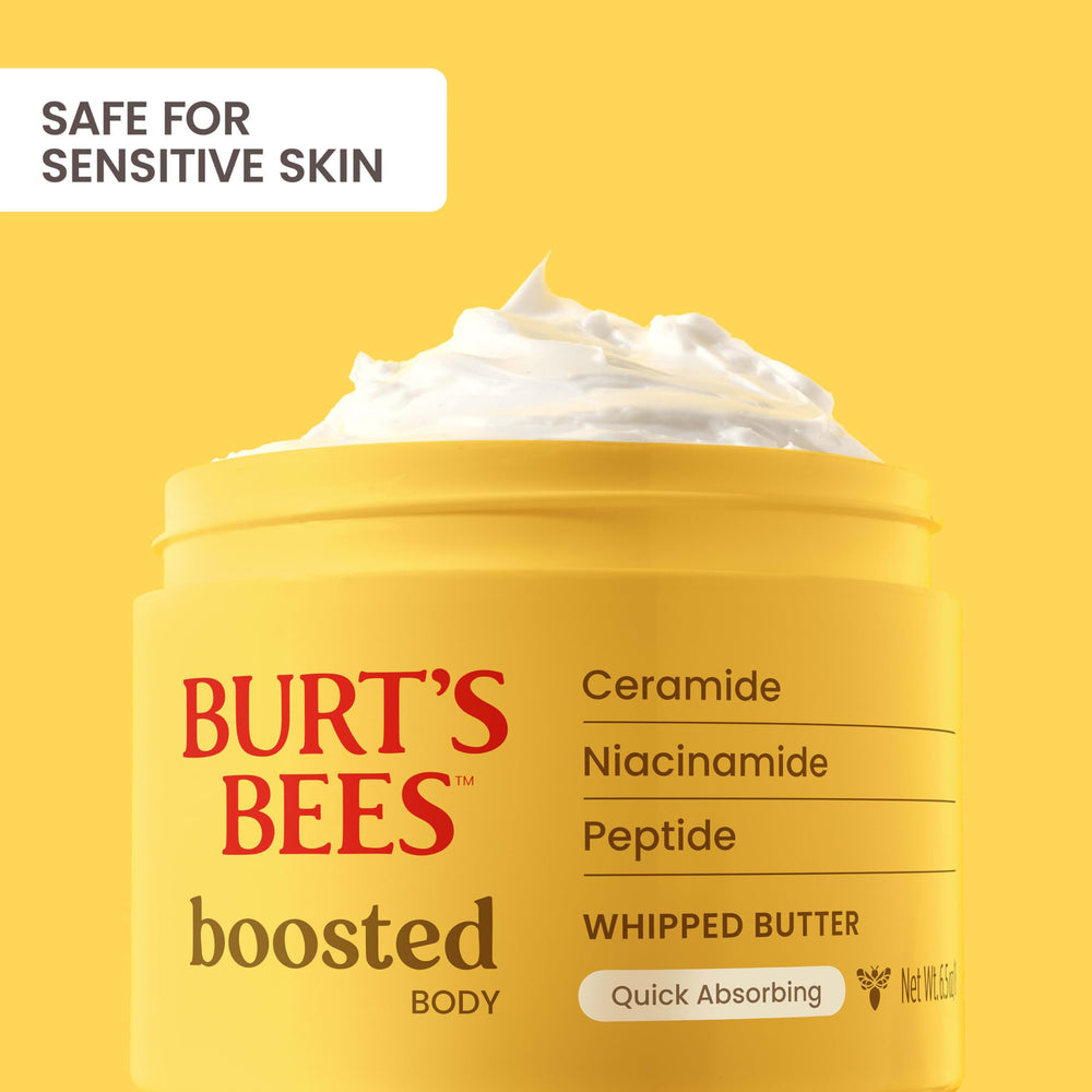 Burt's Bees Boosted Body Collection collage with Melt product