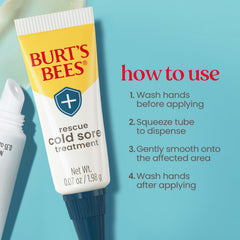 Burt's Bees Cold Sore Treatment pack on desk demonstrates convenient all-in-one care