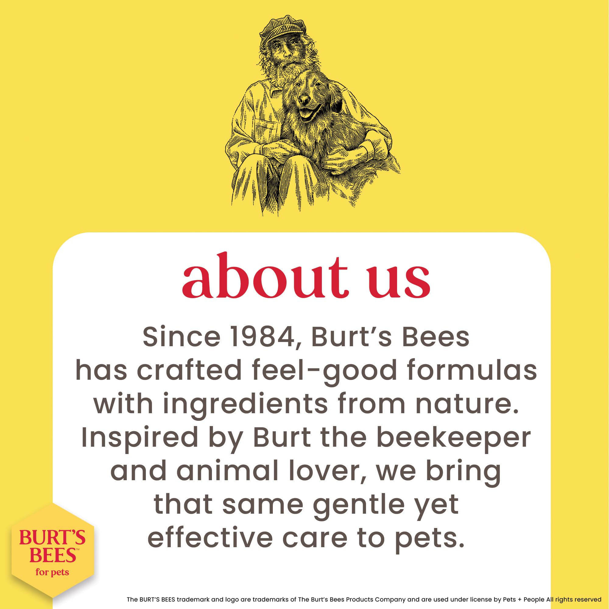 BURT'S BEES FOR PETS drying towel beside a happy dog after bath.