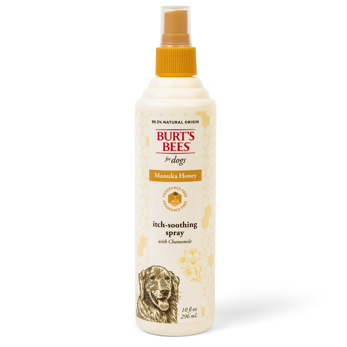 Burt's Bees for Pets Itch Spray bottle showing Manuka Honey for soothing skin