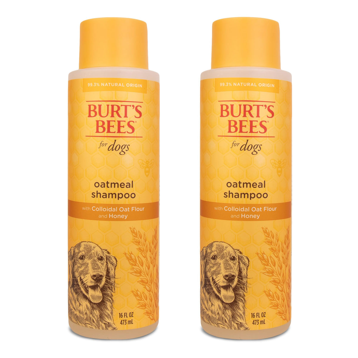 BURT'S BEES FOR PETS oatmeal shampoo bottle soothes dry skin.