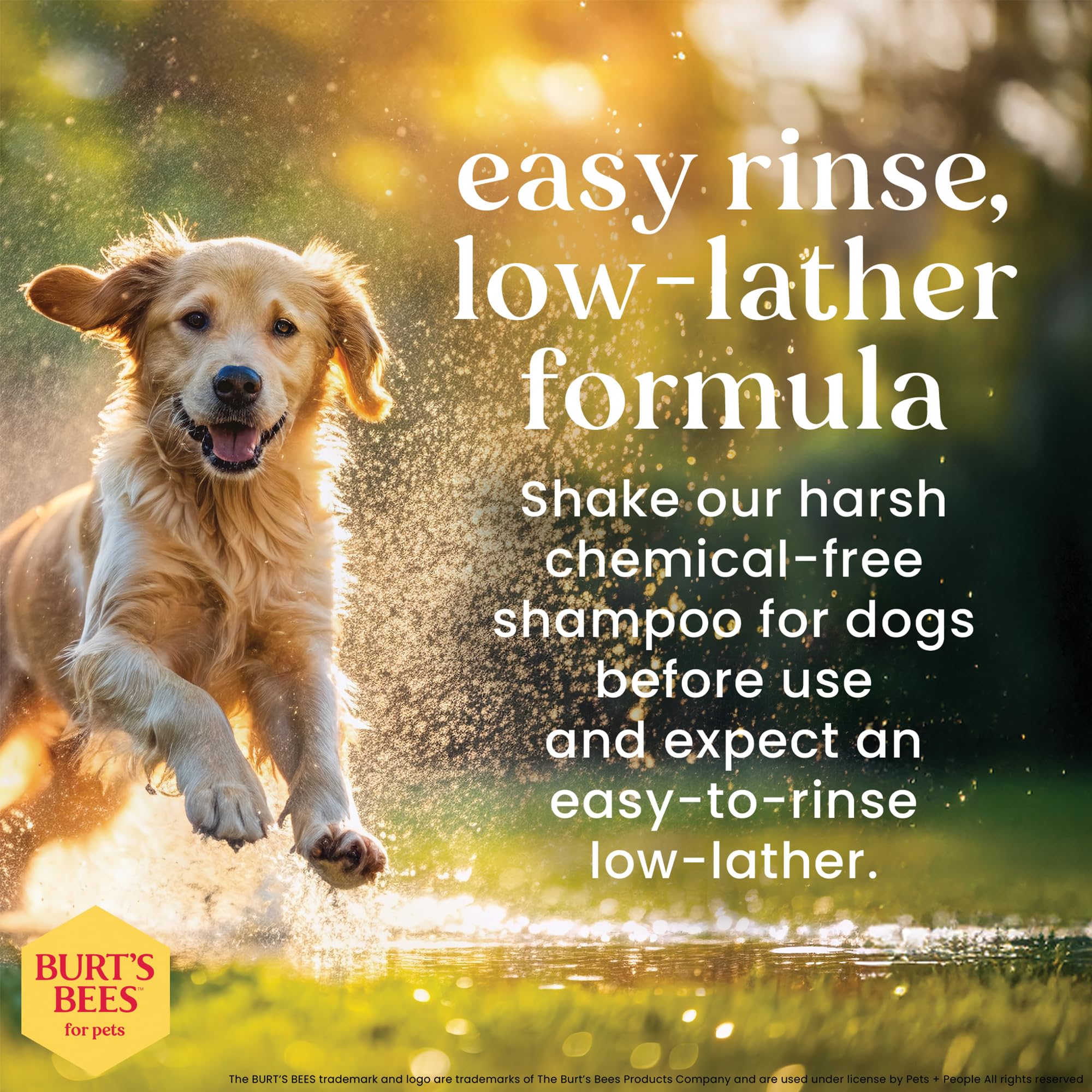 BURT'S BEES FOR PETS oatmeal shampoo ingredients closeup shows natural components.