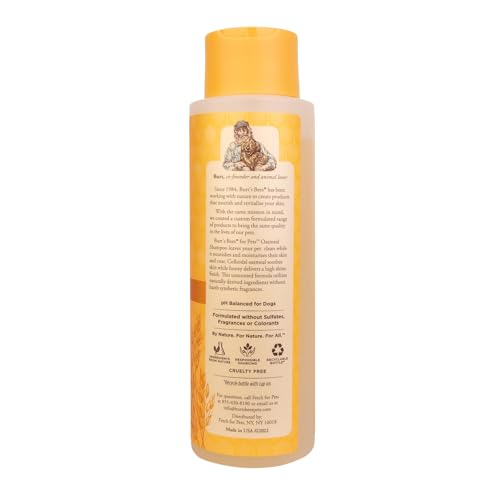 Burt's Bees for Pets Oatmeal Dog Shampoo natural ingredients label
