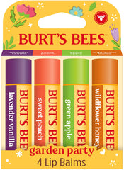 Burt's Bees Garden Party Lavender Vanilla lip balm tube provides lasting moisture.