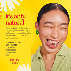 Burt's Bees lip balm with minty scent for a refreshing tingle.