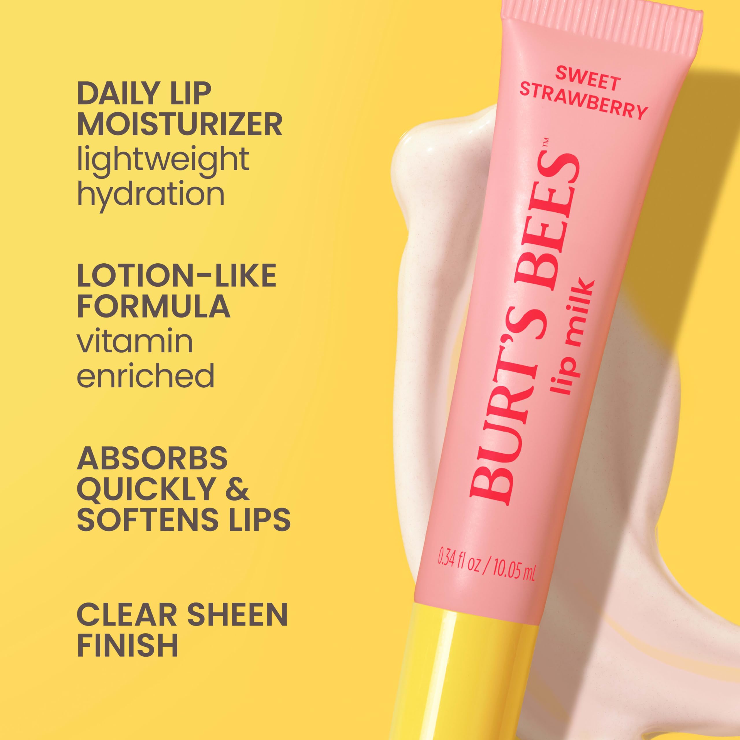 Applying Burt's Bees Lip Milk to lips for quick moisture.