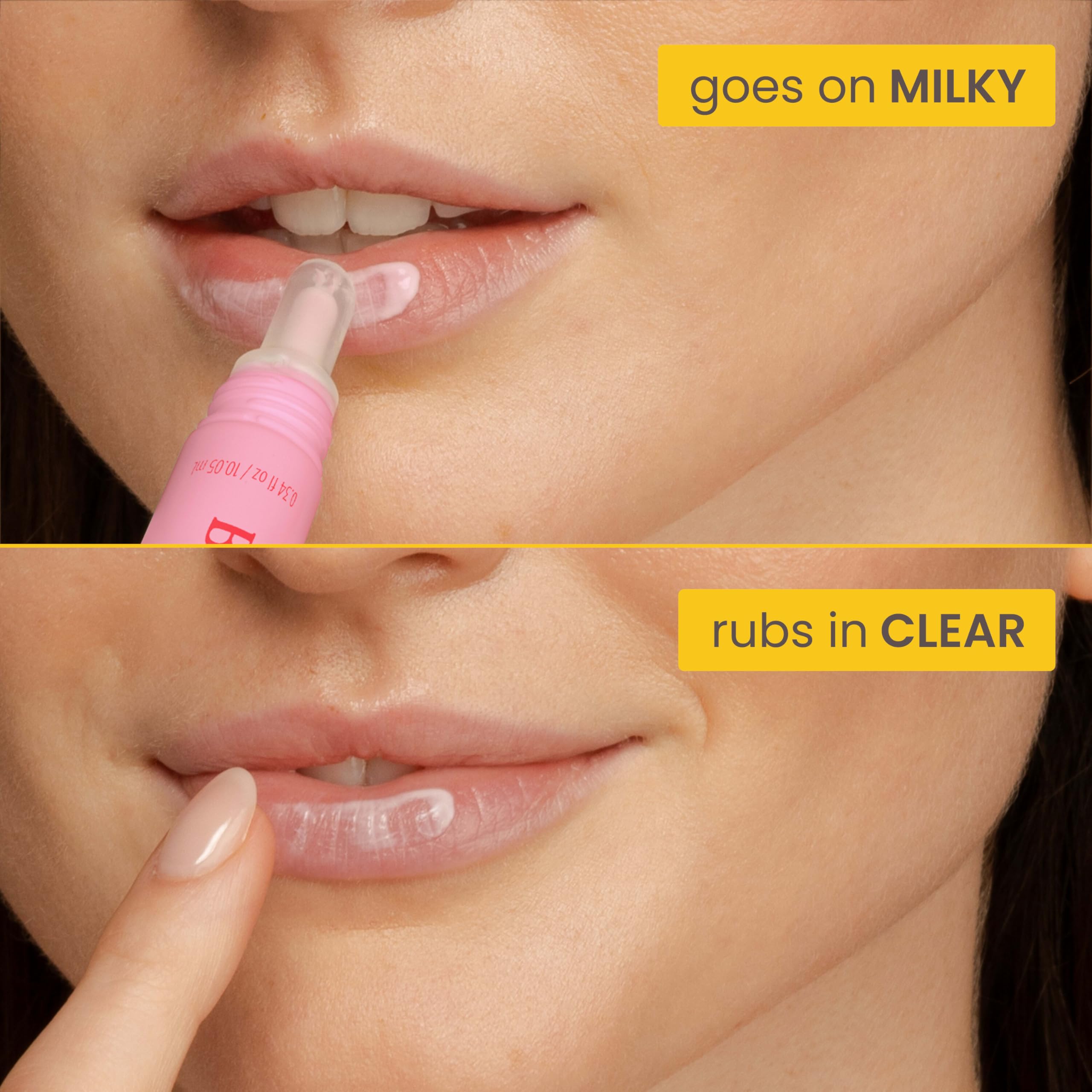 Lip Milk contains almond milk and jojoba oil for nourishment.