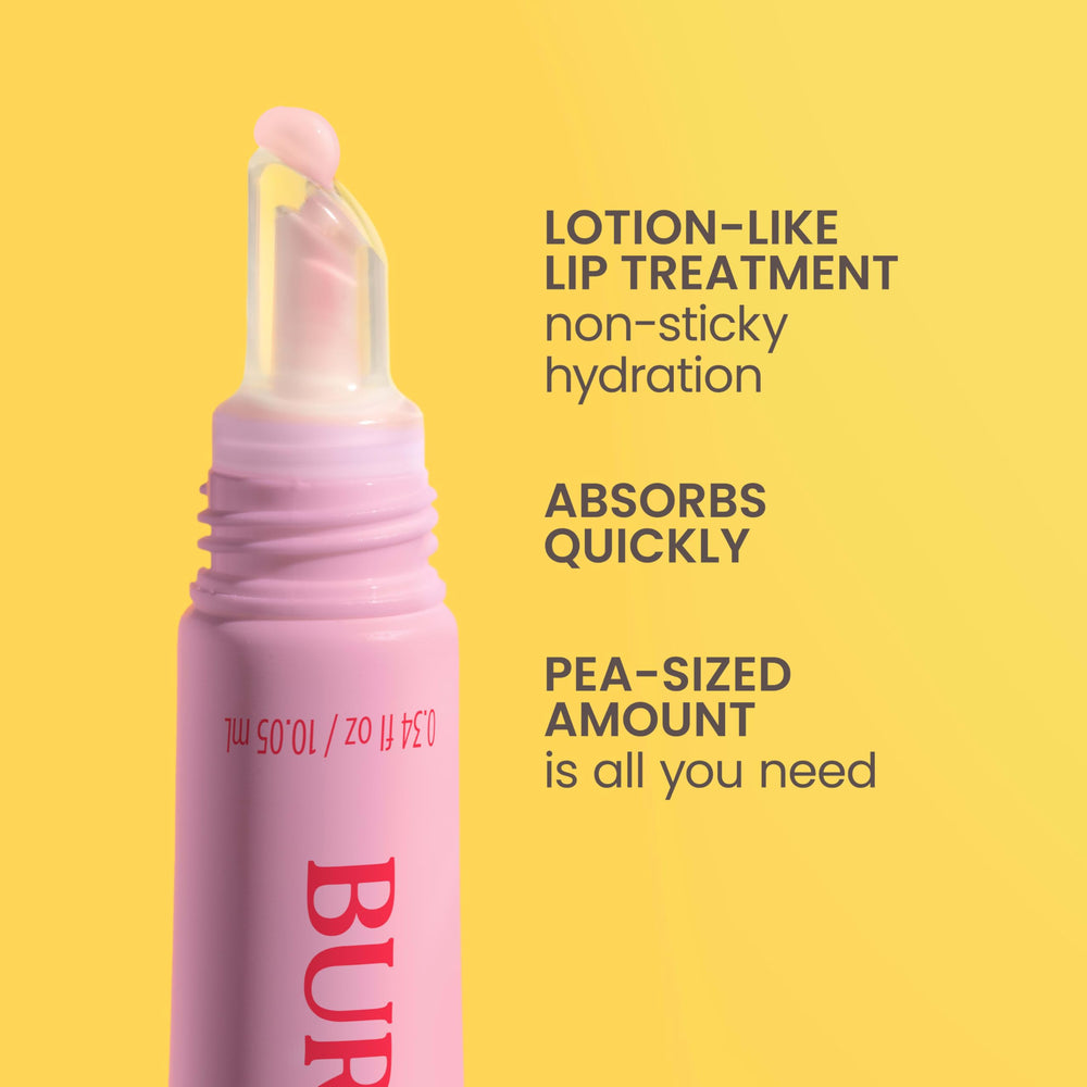 Packaging label highlights clean ingredients on Burt's Bees Lip Milk.