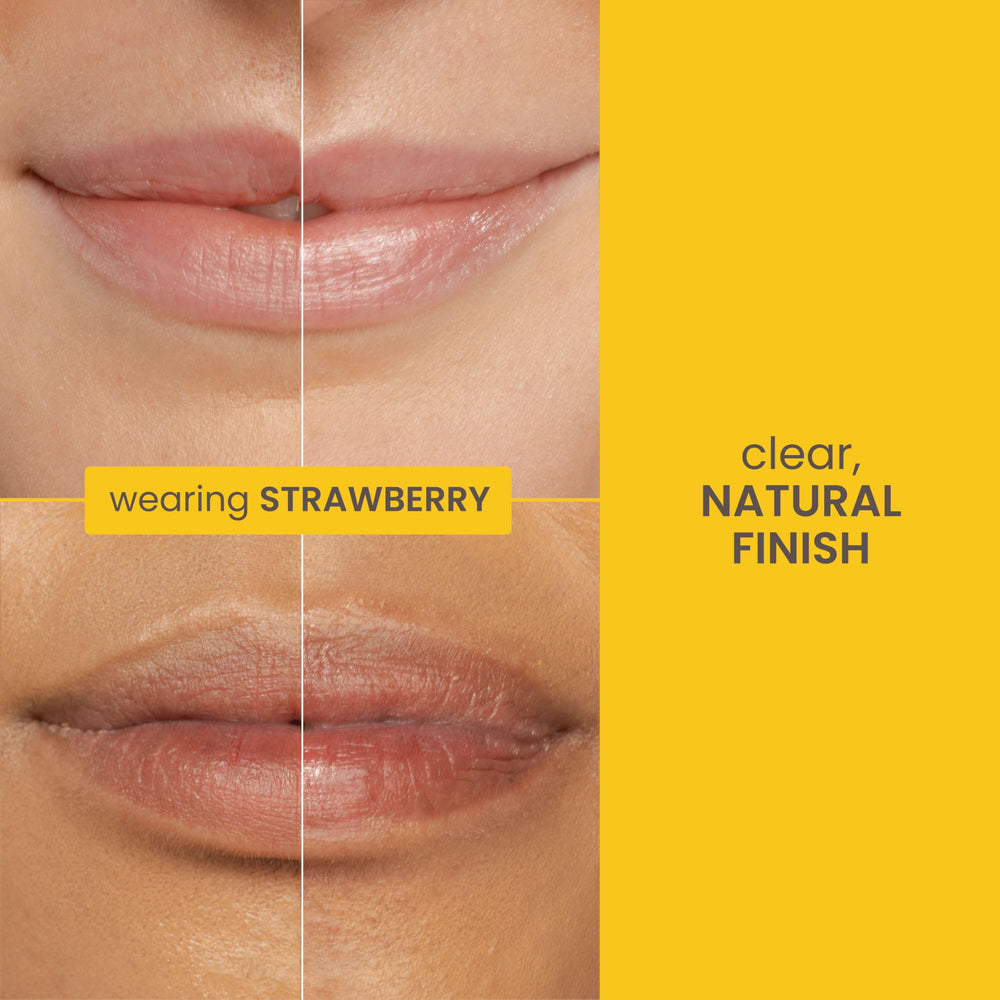 Close-up of Burt's Bees Lip Milk texture on lips.