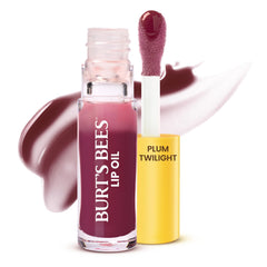Burts Bees Lip Oil Plum Twilight bottle close-up showing hydration and gloss.