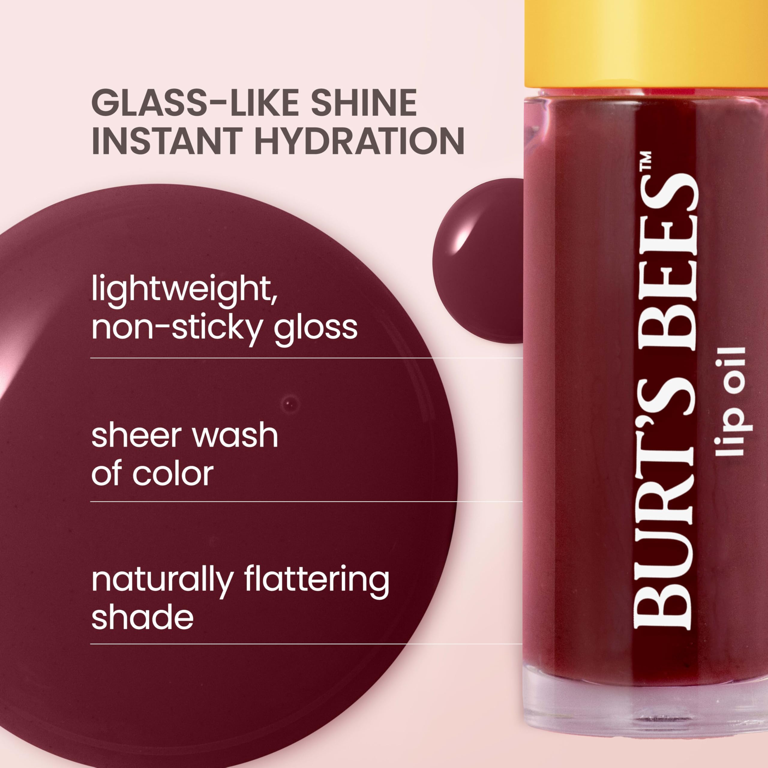 Burts Bees Lip Oil Plum Twilight color swatch reveals natural plum glow.