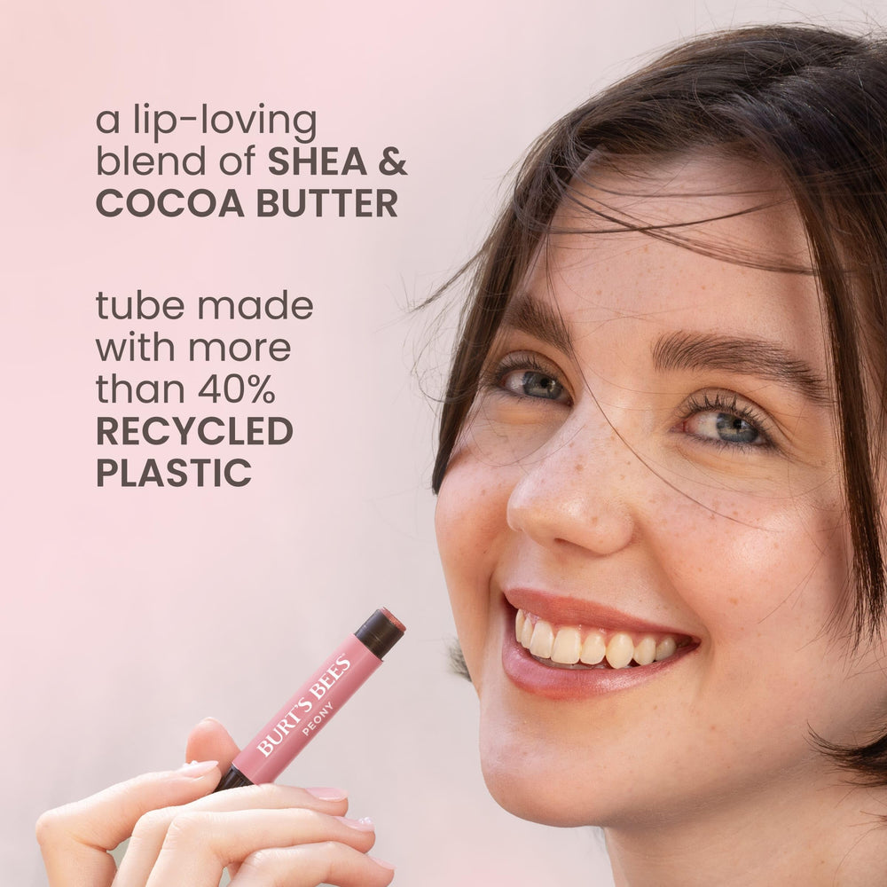 Burt's Bees Lip Shimmer Plum formula delivers instant hydration and soft lips.