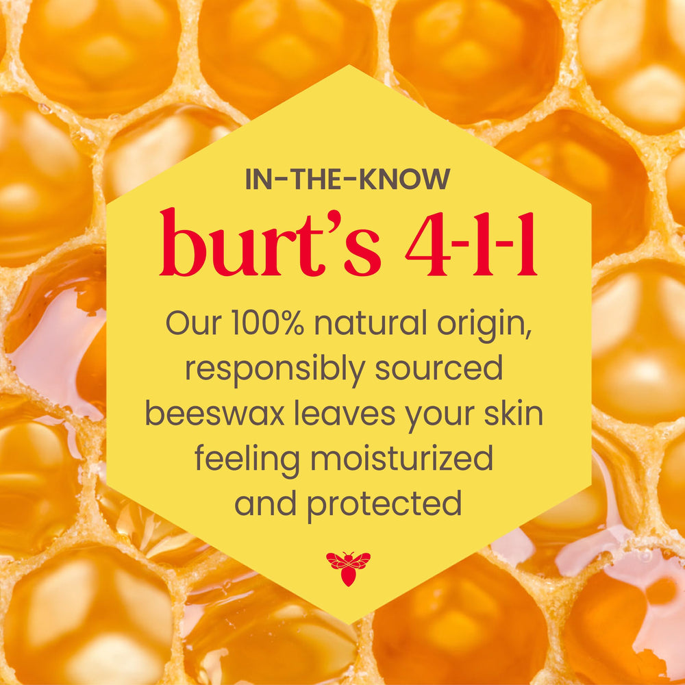 Lip Shimmer Plum highlights Burt's Bees beeswax nourishment and peppermint freshness.
