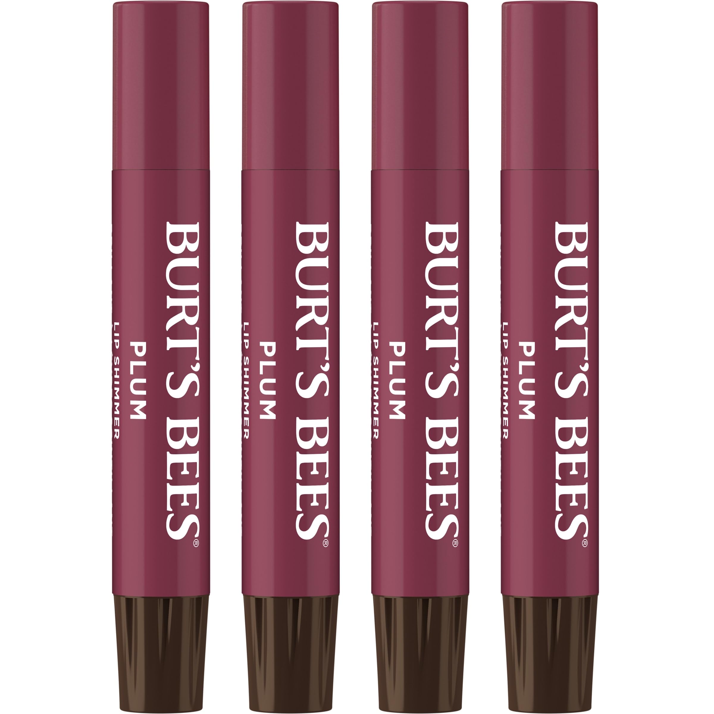 Burt's Bees Lip Shimmer Plum tube showcasing radiant color and moisture.