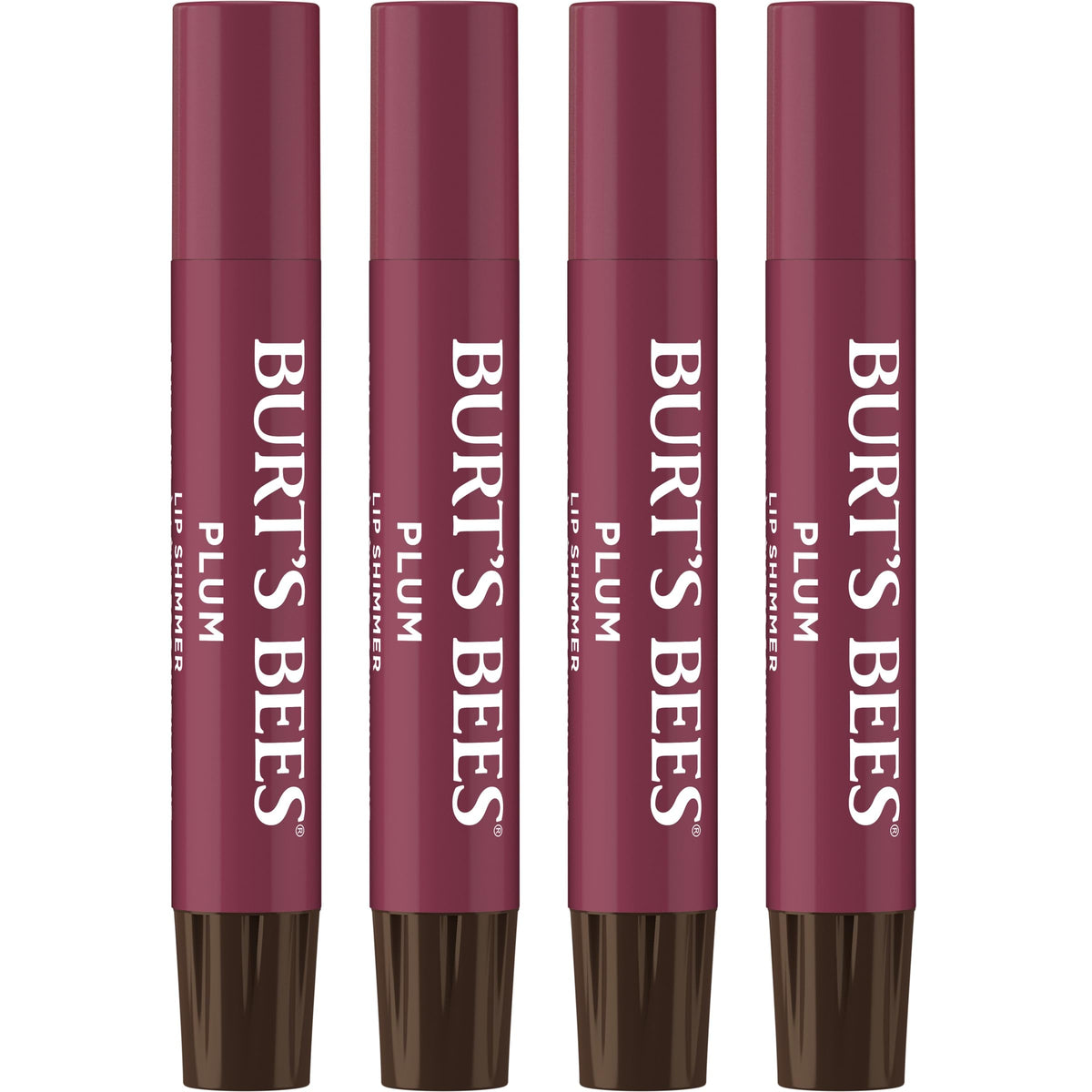 Burt's Bees Lip Shimmer Plum tube showcasing radiant color and moisture.
